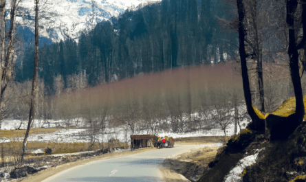 Scenic view of Gulmarg and Pahalgam, two of the best places to visit in Kashmir, featuring snow-capped mountains, lush valleys, and adventure activities.