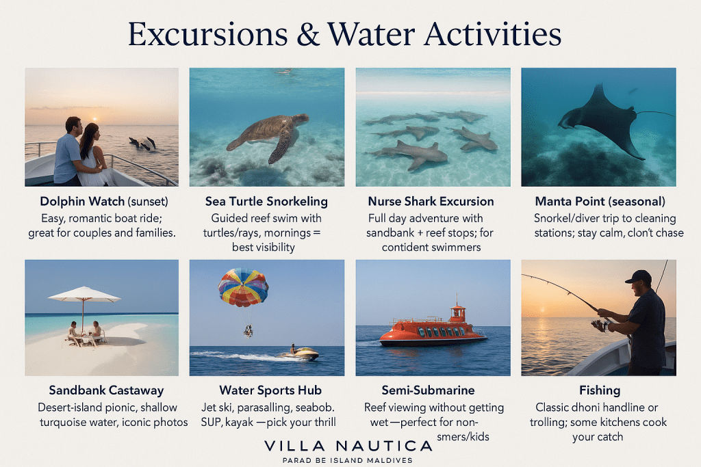 Excursions & Water Activities – Villa Nautica Paradise Island Maldives
